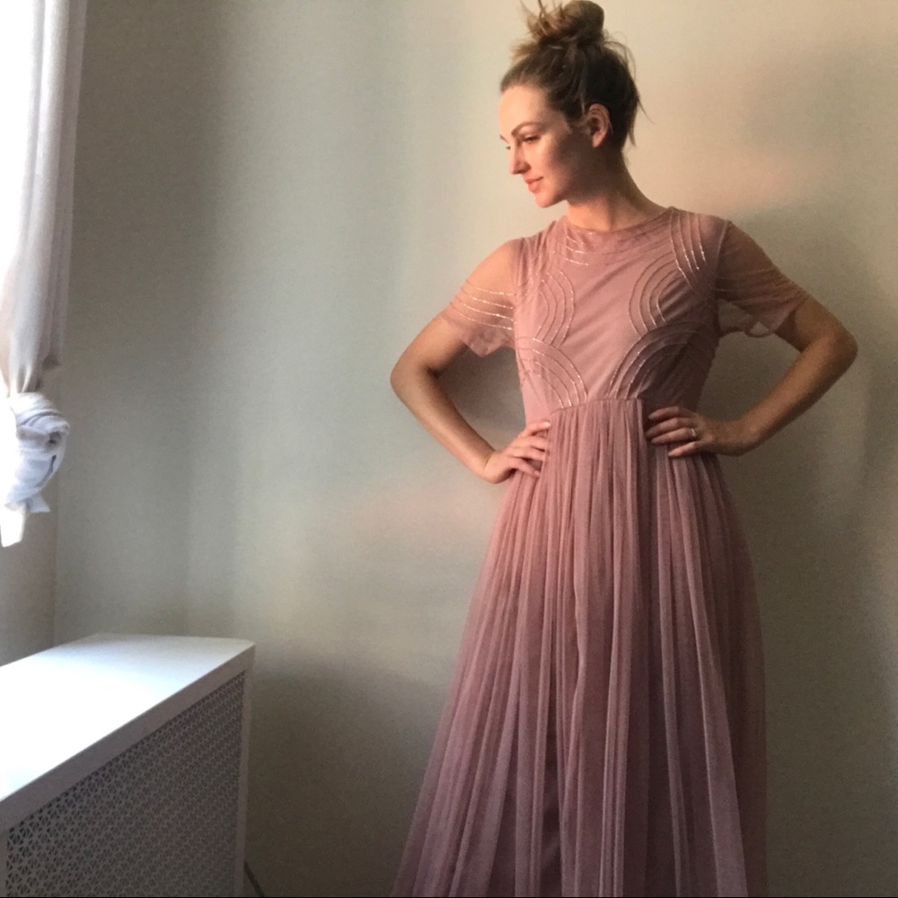 ✨Floor Length Beaded Rose Colored Dress
